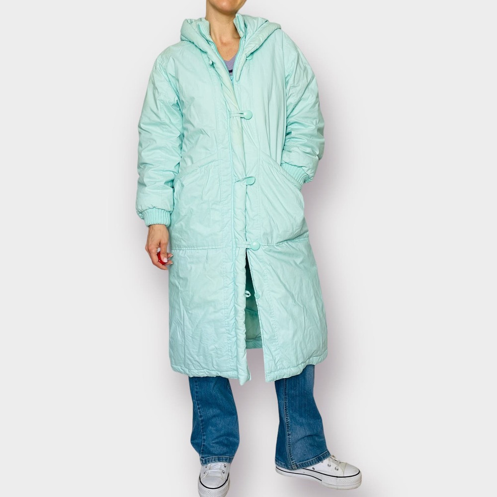 80s Sportables Aqua Teal Down Puffer Coat - Picture 5 of 7